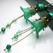 Forest Green Earrings, Lucite Flower Earrings, Green Flower Earrings, Vintage Style with Antique Brass
