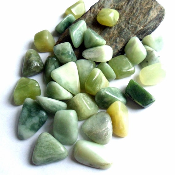 Polished Pale Green Jade Gemstone Tumblestone Natural by earthegy