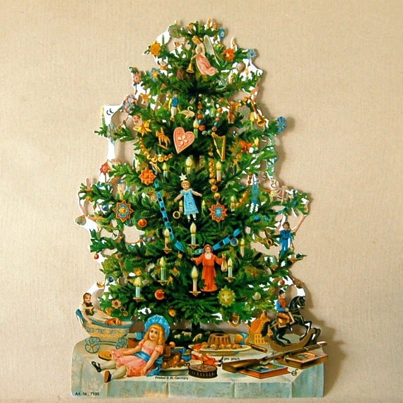victorian christmas tree die cut sheet german by victorian christmas tree die cut sheet german by