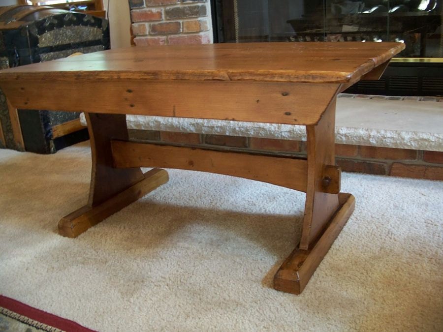 Rustic Trestle Style Coffee Table