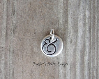 Ampersand Charm - Ampersand Pendant - Pewter Pebble Charm -Gifts for Her