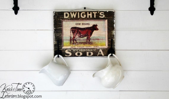 Antique Cow Advertisement - Wooden Wall Art Coat Hook