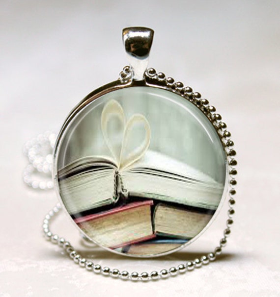 Book Page Necklace Librarian Jewelry by MissingPiecesStudio