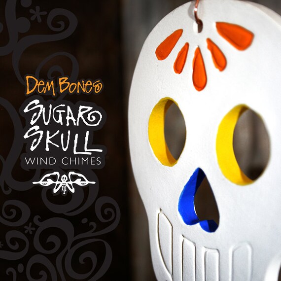 Sugar Skull Wind Chime Dia De Los Muertos Valentine Sugar Skull Wind Chime Dia De Los Muertos Valentine Gift Outdoor Ceramic Decoration