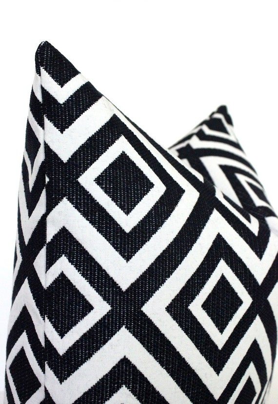 Black White Geometric Designer Pillow Cover by WhitlockandCo