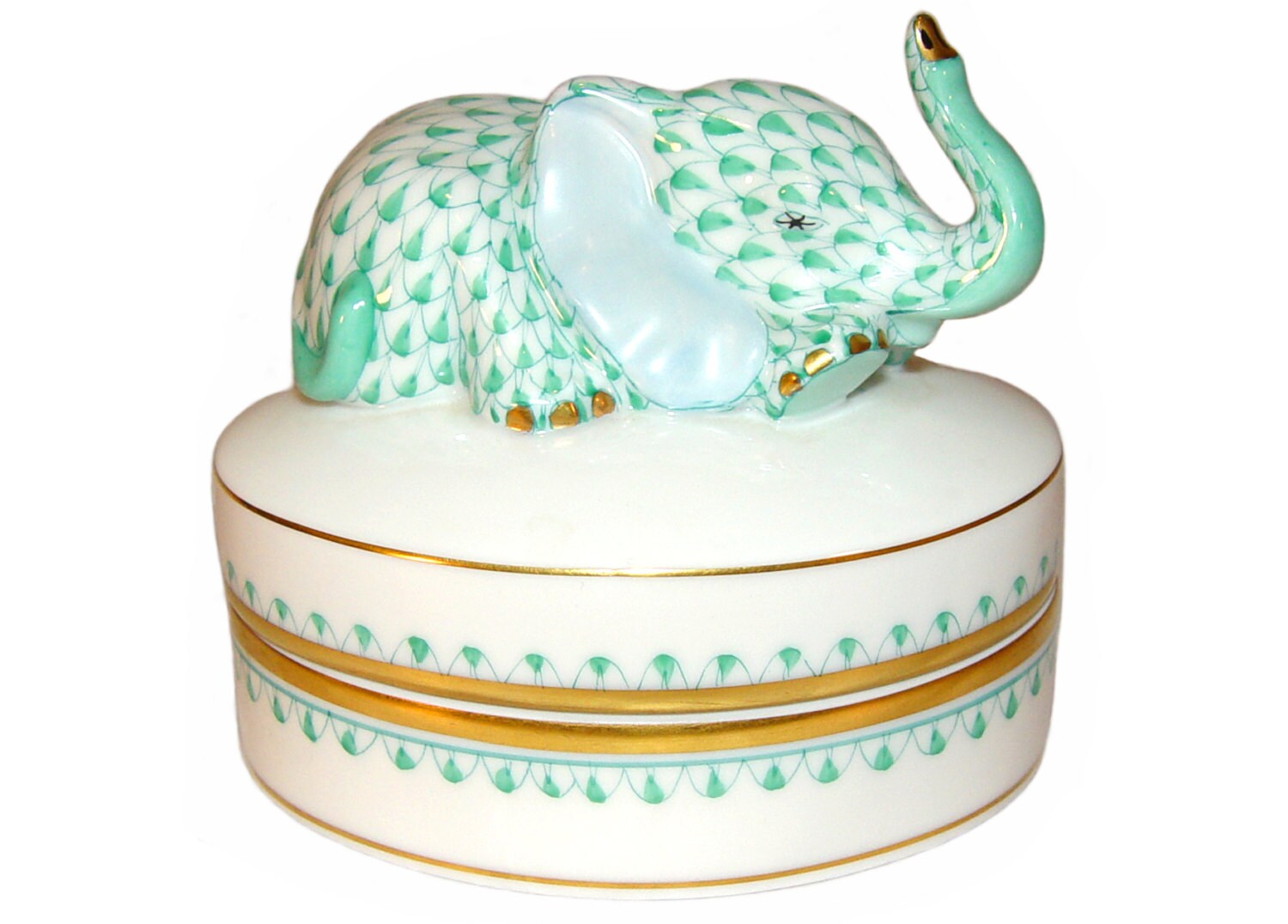 Herend Elephant Porcelain Box Jewelry Trinket Box First