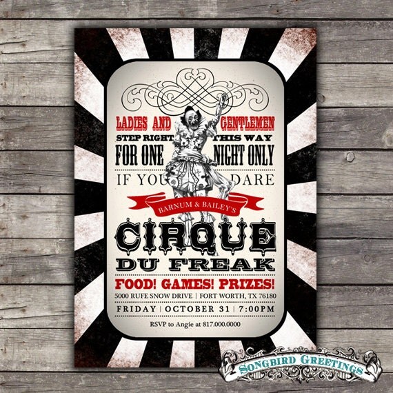 DIY Cirque du freak halloween party invitation--customizable Il_570xn
