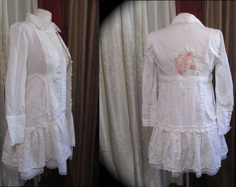 Victorian Shabby Shirt, romantic lacey blouse shirt, soft lagenlook ...