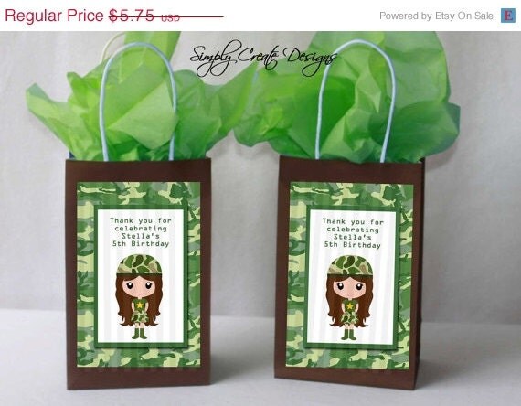 SALE Army Girl Party Favor Tag Camo DIGITAL FILE 4x6 Jpeg Digital File Personalized Il_570xn
