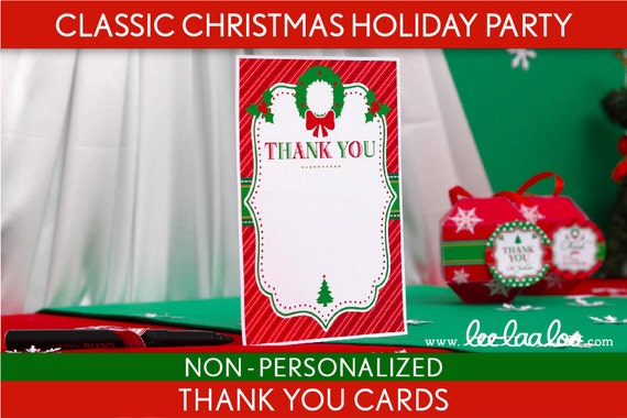 Classic Christmas Holiday Party - Thank You Card & Bonus: Party Sign NonPersonalized Printable // Classic Christmas - H2Nl Il_570xn