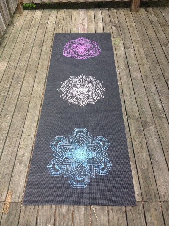 Sacred Geometry Mandala Yoga Mat Hand Drawn by LuminousFlower