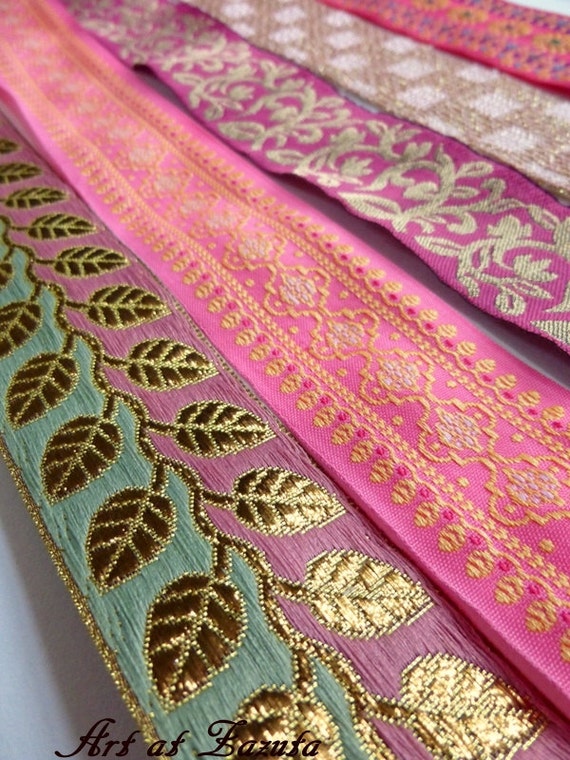 Fabric Trims Bundle Set of 5 Fabric Trims Pink Fabric by Zazuta