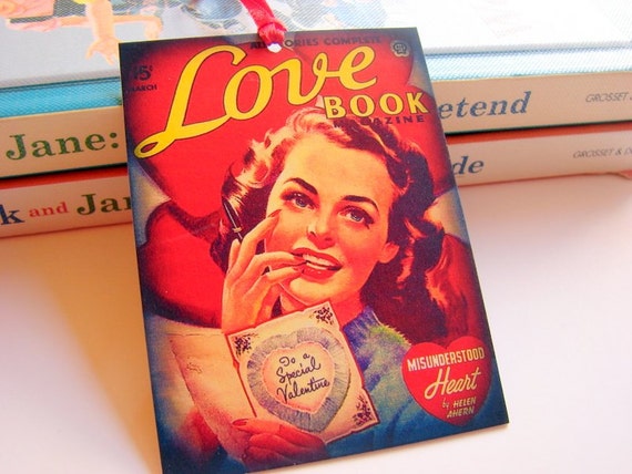 Valentine's Day Gift Tags  Love Book Magazine Cover by mimiandlucy