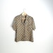 Vintage 80s Anne Klein II brown turquoise silk patterned blouse // womens small med// size 2/4/6