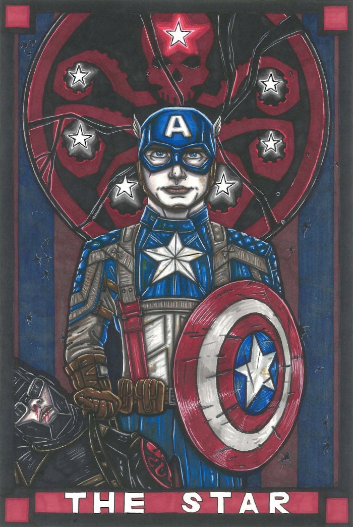 MARVEL Tarot Captain America postcard PRINT