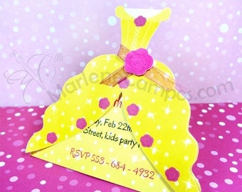 Princess Belle Invitation Inspired - beauty and the beast, Belle dress - Printable - Personalized Invitation - Paper Art by Marlene Campos