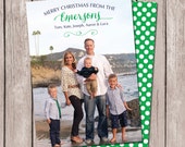Preppy Christmas photo design, navy and green, photo card, simple and sophisticated, custom colors available Il_170x135