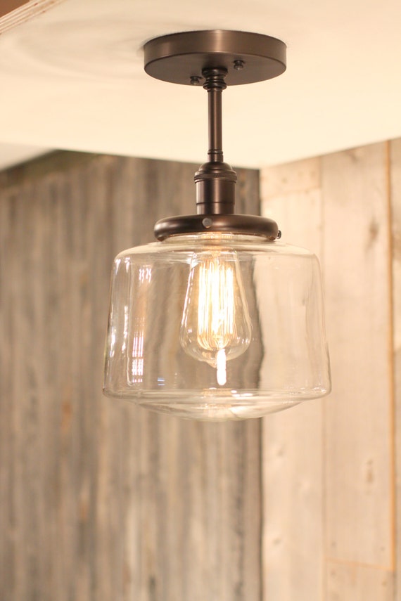 Downrod Pendant Lighting with Clear Taper Globe by lucentlampworks