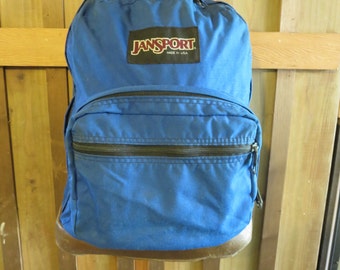 Vintage Jansport Leather Bottom Backpack Royal Blue Daypack