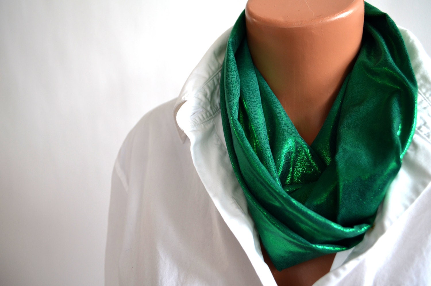 Metallic Green Infinity Scarf Lightweight Scarf Womens and