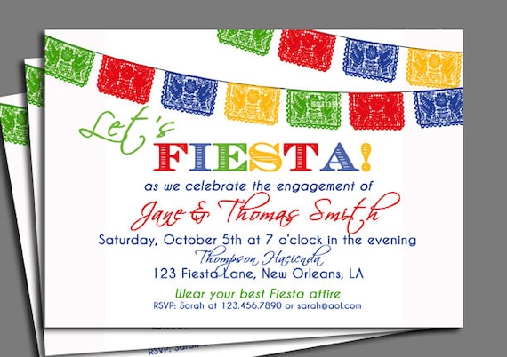 Fiesta Party Invitation Printable or Printed with FREE SHIPPING