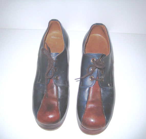 1970s Mens Platform Shoes Vintage 70s Disco Shoes Two Tone