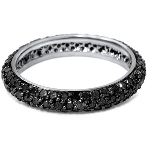 Black Diamond Pave Eternity Ring 14K Black Gold Womens Anniversary ...