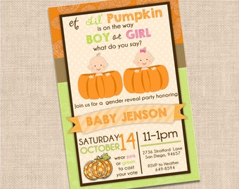 Lil' Pumpkin Gender Reveal Invitataion
