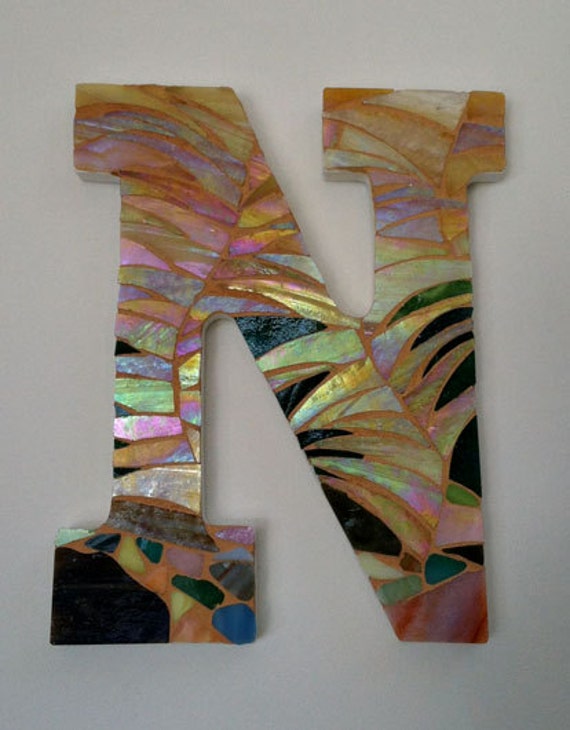 Letter N No 3 Stained Glass Mosaic