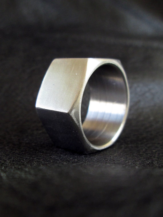 Hex nut ring stainless steel hardware nut unisex geometric