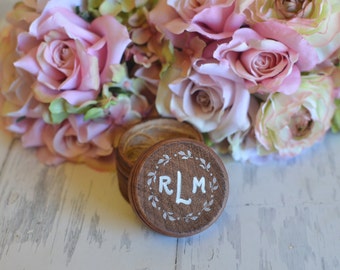 Personalized Wedding Ring Box Keepsake or Ring Pillow Alternative With Burlap Pillow. Your choice of Color. Ships Quickly.