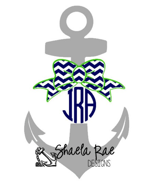 Download Chevron Anchor Bow Monogram Decal by shaelaraedesigns on Etsy