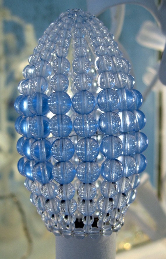Small Beaded Chandelier Light Bulb Cover Pale Blue by LumiereSF