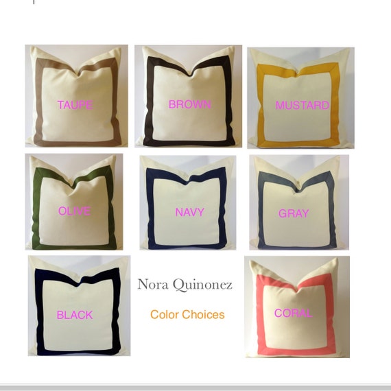 Decorative Pillow Cover Cotton Canvas with by NoraQuinonez on Etsy