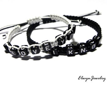 Matching Bracelets Couples Bracelets Black And by ElwynJewelry