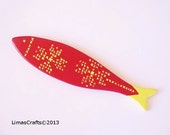 Wooden Fish, Wall Hanging Fish, Red Fish, Traditional Motifs Decoration, Decorative Wooden Fish, Nautical Decoration, Maritime Decoration