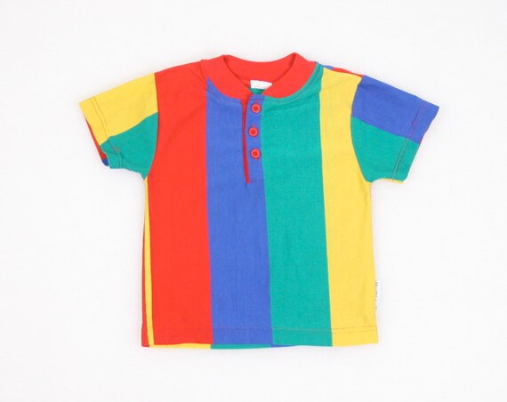 Vintage Toddler T Shirt Rainbow Striped Tshirt by JosieAndJoan