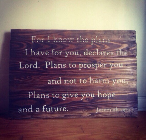 Hand Painted Sign Jeremiah 29:11 LARGE on by SarikoDesigns