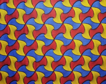 Head wrap: Ankara African wax print African head wrap red, yellow, blue fabric, headwrap