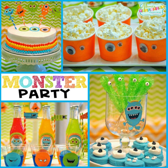 Monster Party Decorations- Printable Monster Birthday Party Decorations- Monster Party PDF/JPEG Il_570xn