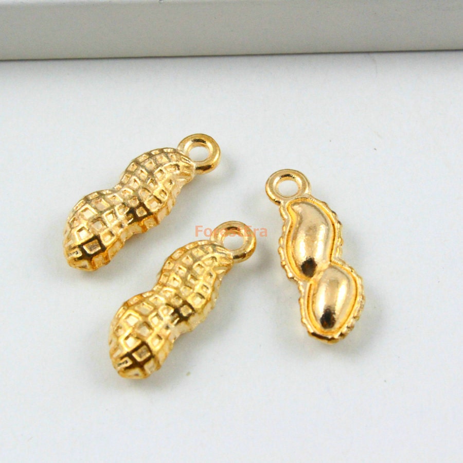 30Pcs Gold peanut Charm peanut Pendant 18x6mm PND465