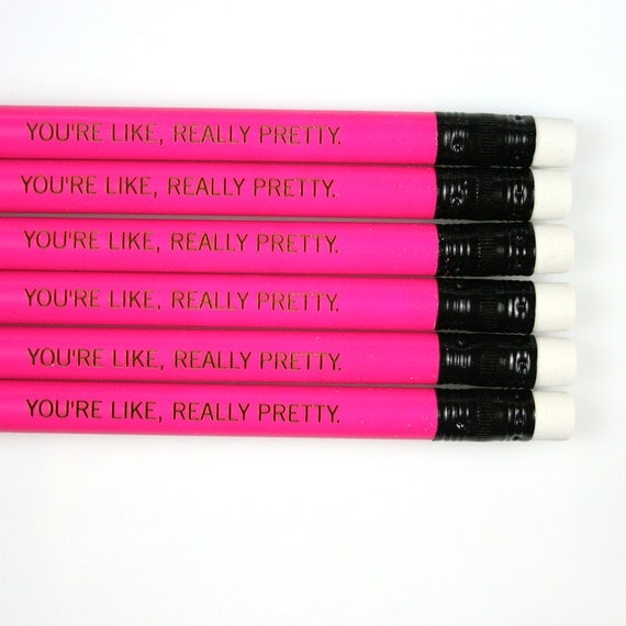 you're like really pretty pencil set 6 mint by thecarboncrusader