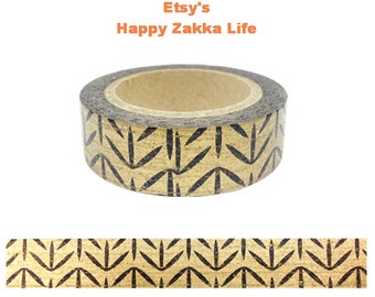 Black Sprout with Gold - Japanese Washi Masking Tape - 11 yards