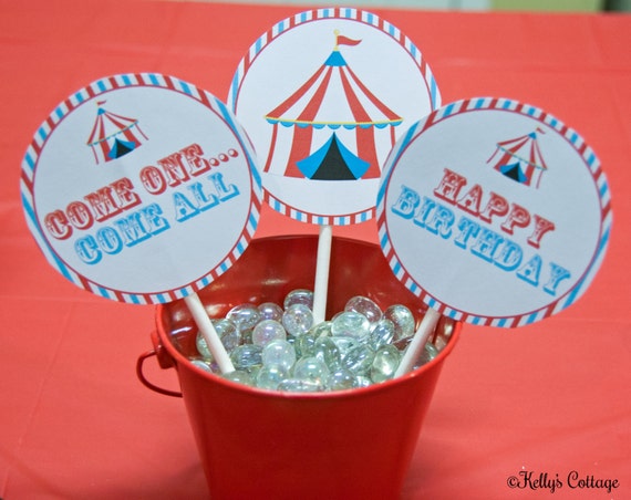 Circus Birthday 4 Inch Party Circles, Instant Download, Printable, Digital Il_570xn