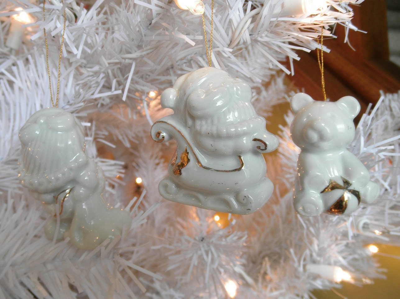 Vintage Ornament Set White Porcelain by LuckyLenoreVintage on Etsy