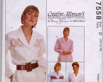 McCall's 7558, Size 12-14-16, Misses' Blouses Pattern, UNCUT, Creative Woman's Sewing Patterns, Workwear, Casual, Classic, Fashion