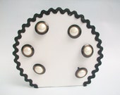 6 Beautiful Vintage Simulated Pearl and Black Buttons