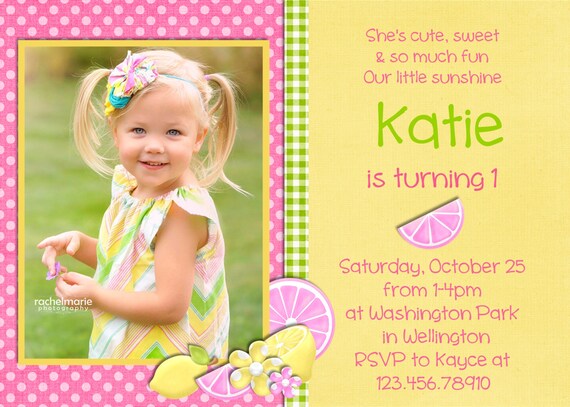 Pink Lemonade Birthday Invitation Printable and Custom Il_570xn