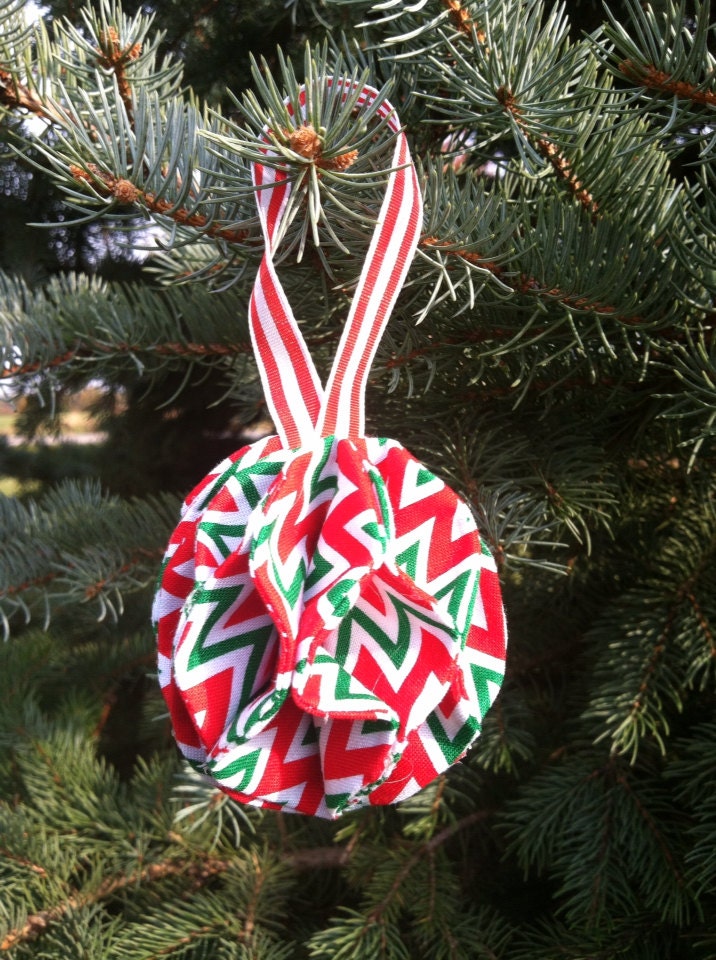 Set of 8 Fabric Ornaments by MyHappyThoughts on Etsy