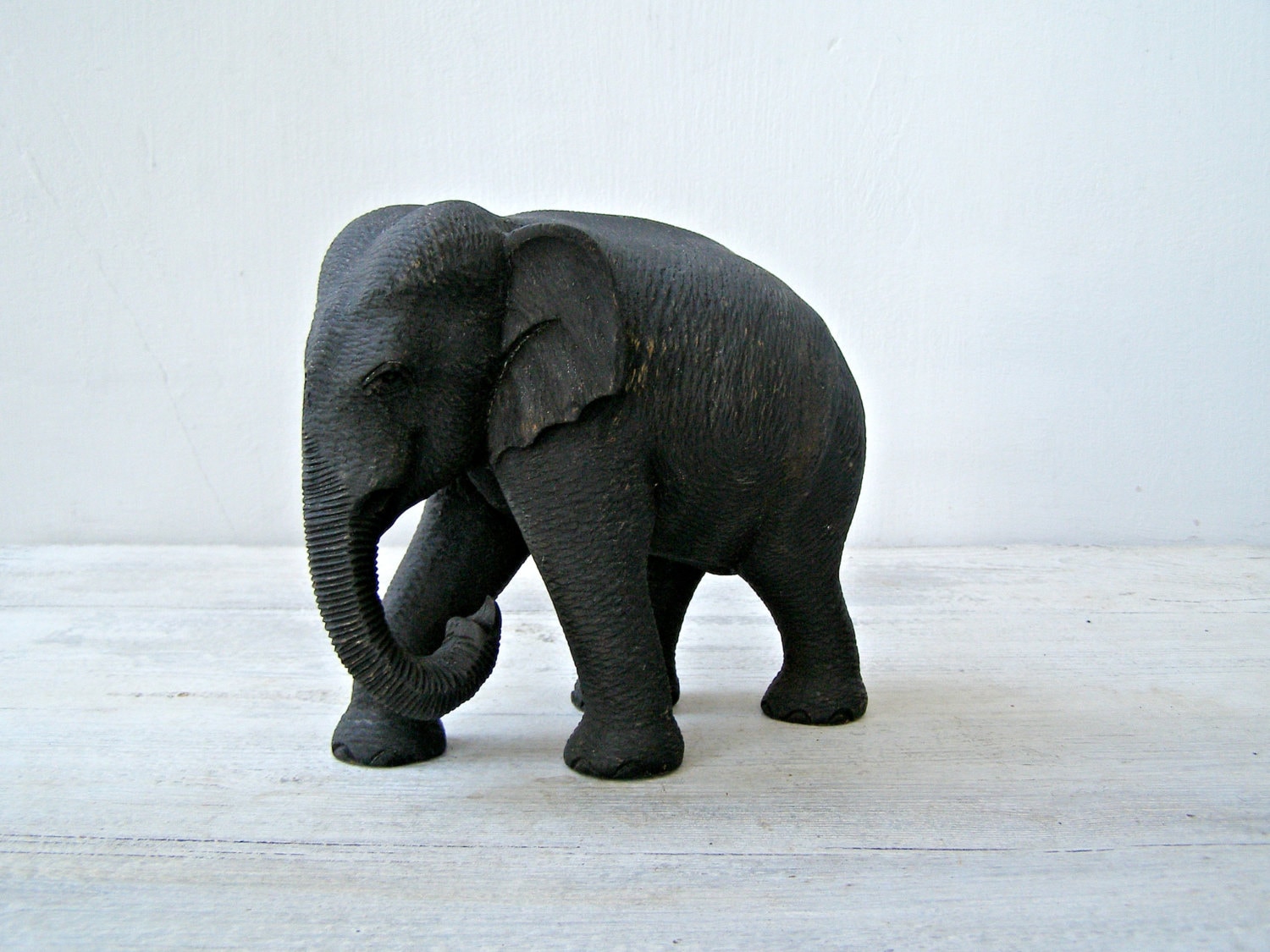 Hindu Wooden Black African Elephant Figurine African Wild